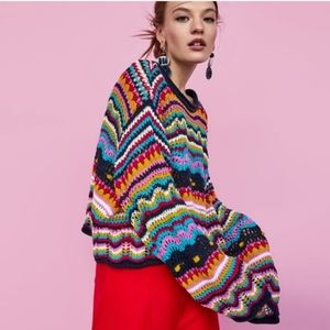 NWT Zara Knit Bloggers Fave Colorful Striped Sweater M